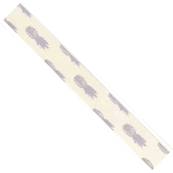 MégaCréa DIY - Tryckt bomullsband Ananas grå 1,5 cm 2 m