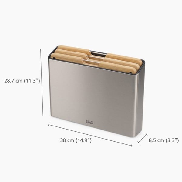 JOSEPH JOSEPH Folio Set med 3 skärbrädor i bambu med stålbehållare