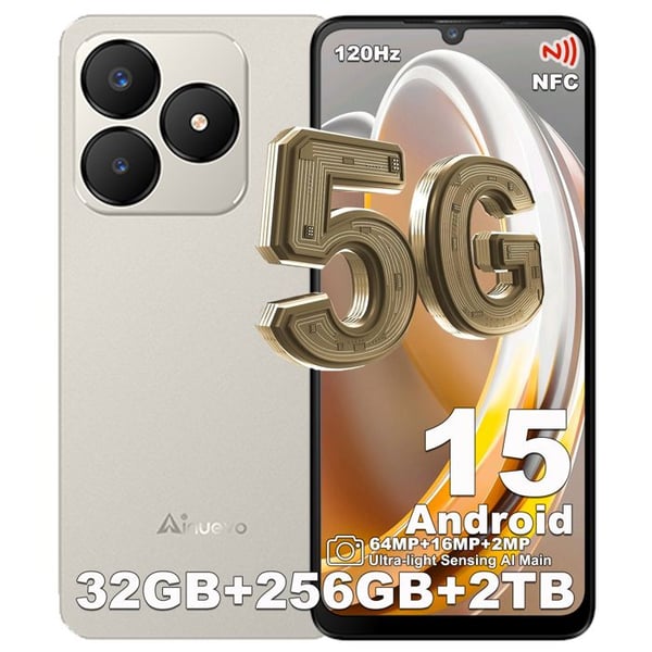 Mobiltelefon 5G Android 15 Ainuevo Neo S25 Pro 32Go+256Go 6.75" 120Hz 64MP+16MP 5280mAh Smartphone Dubbel SIM NFC/GPS - Guld