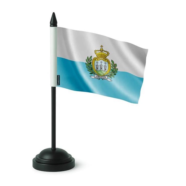 San Marinos Bordflagga – 14 x 21 cm – Polyester – Svart Plastfot – Pixelforma
