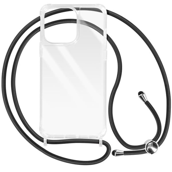 Coque snodd för smartphone - AVIZAR - iPhone 13 Pro Max - Transparent - Hård - Justerbar rem 90 cm