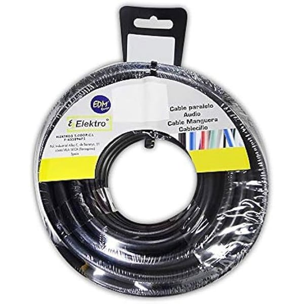 Platt kabel - EDM - 28511 - 10 m - Svart - PVC