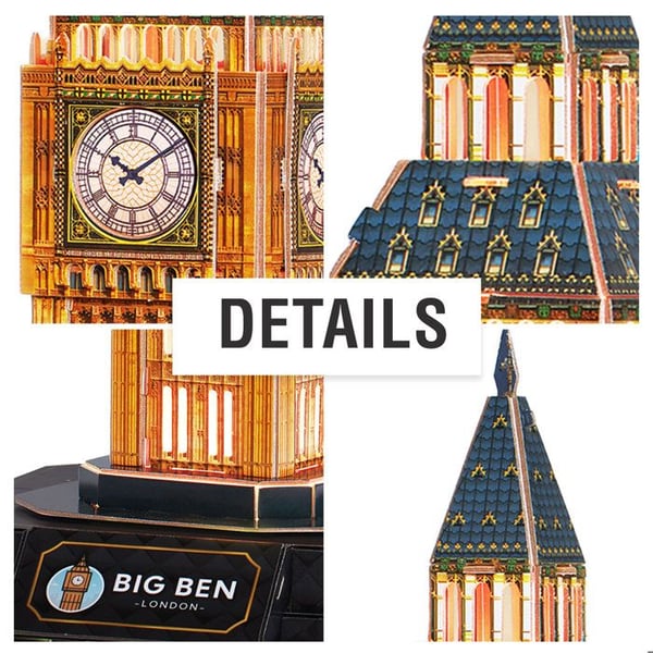 Pussel 3D - Big Ben LED - 32 bitar - Lätt att montera - Inredningsdekoration