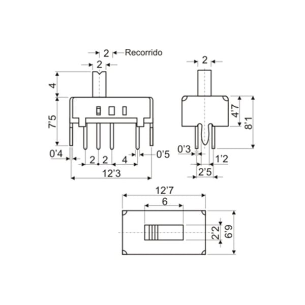 Växel - ELECTRO DH - 17.229 - Glidkontakt - 3 lägen - Svart knapp