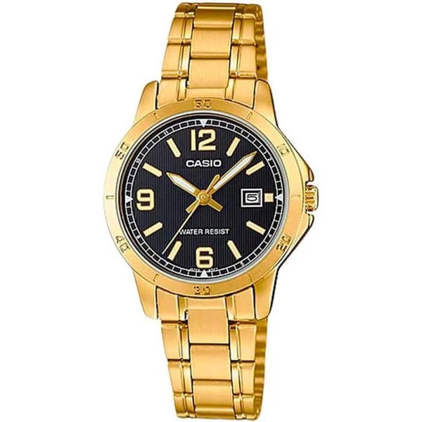 Klocka - CASIO - LTP-V004G-1B - Svart - Rostfritt stål - 30mm