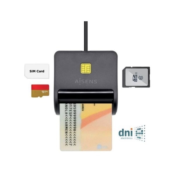 AISENS KORTLÄSARE DNI SIM SD Micro SD MMC RS-MMC MMC Micro SVART