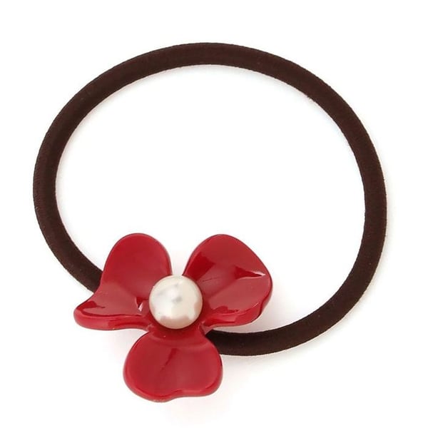Hårsnodd - AVIZAR - Blomma Amber Perle - Röd Pärla - Bekväm - Chic