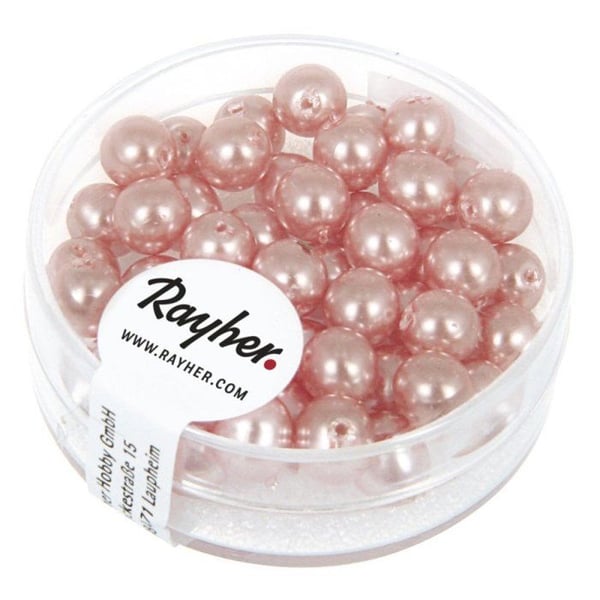 Renässans Glaspärlor, 6mm ø, rosa snäcka, låda 45 st