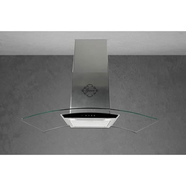 GURARI Väggmonterad fläkt GCH T 465 IS 60 BL PRIME köksfläkt 60 cm, rostfritt stål, böjt glas, kapacitet