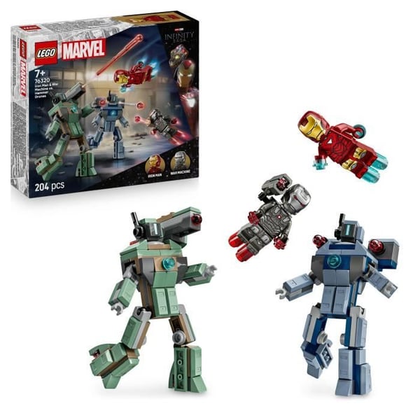 LEGO Marvel 76320 Iron Man och War Machine Mot Hammer-dronerna - Leksak från 7 år