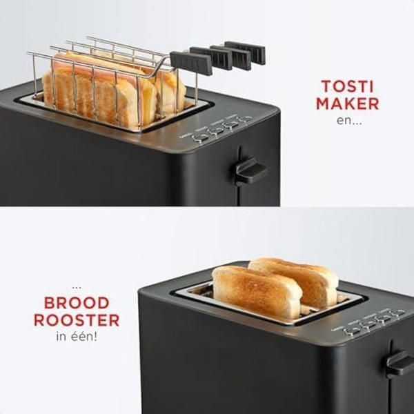 Brödrost - BOURGINI - Toast - 850W - Extra breda fack - Inkluderade smörgåsklippare