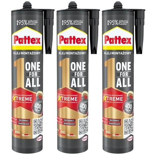 Monteringslim - Pattex - One For All 440g x3 - Omedelbar häfta - Alla material - Inomhus utomhus