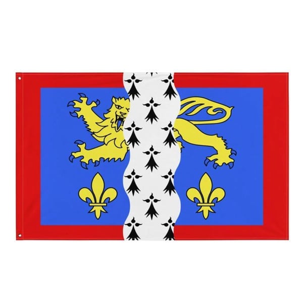 Mayenne-flagg – 120 x 180 cm – Hållbar polyester – 2 metallöljett – Inomhus / Utomhus – Pixelforma