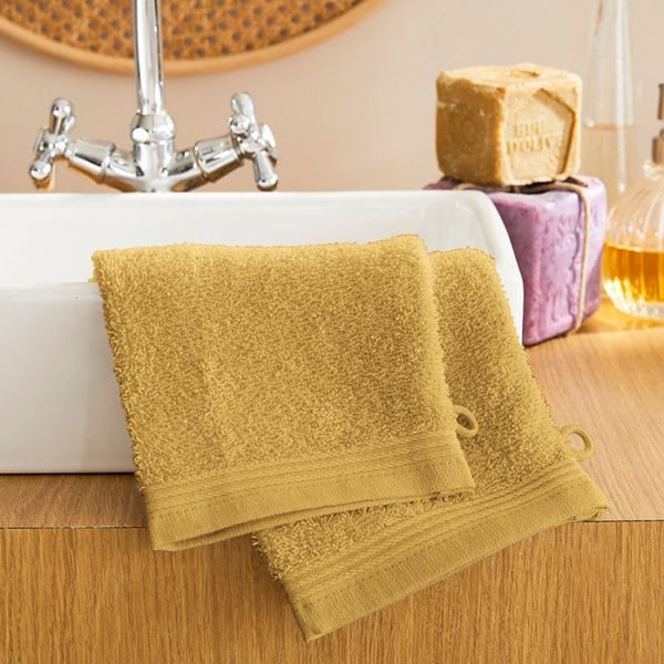 Mängd av 2 tvättlappar "Spa" 15 x 21 cm / 400 gr/m² - "Spa" Gult Maïs