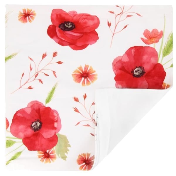 Kuddfodral - AVIZAR - Paket med 2 - 40x40 cm - Mönster Poppy - Vit och Svart