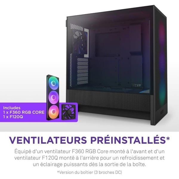 Medeltorn kompakt ATX - NZXT - CC-H52FB-R1 - H5 Flow RGB med inkluderade RGB-fläktar - Svart