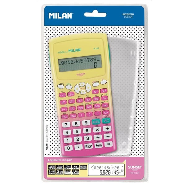 Vetenskaplig kalkylator - MILAN - M240 - Rosa/gul gradientfärg - Batteridriven - Ergonomisk
