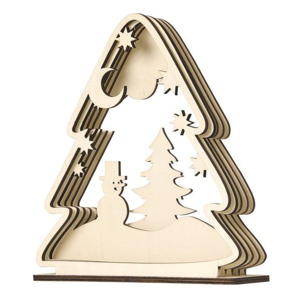 MégaCréa DIY - Julscen i snidat trä i form av en ram, 17,3 x 20 x 0,4 cm
