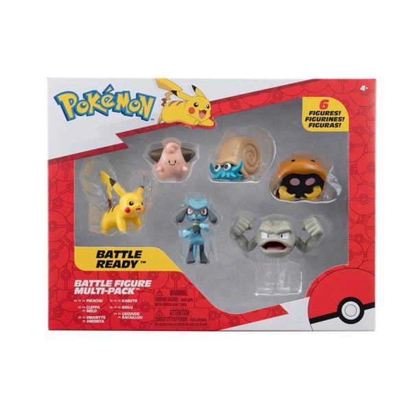 JAZWARES Set 6 Figurer Pokémon Officiella Stridsfigurer 5 cm Autentiska Detaljer Spel Utställning