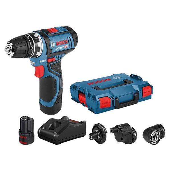 12V GSR 12V-15 FC borrskruvmejsel + 2 2Ah batterier + snabbladdare + L-Boxx box - BOSCH - 06019F6000