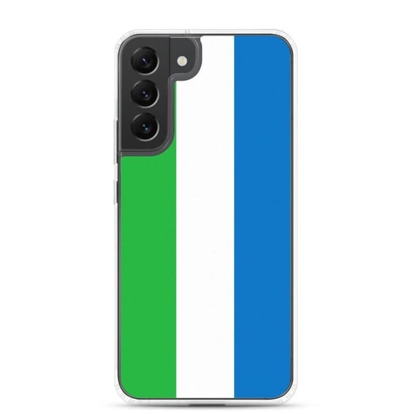 Mobilskal – Sierra Leones flagga – Kompatibel med Samsung Galaxy S22 Plus – Flexibelt fodral – Hållbart och stötbeständigt – Pixelforma