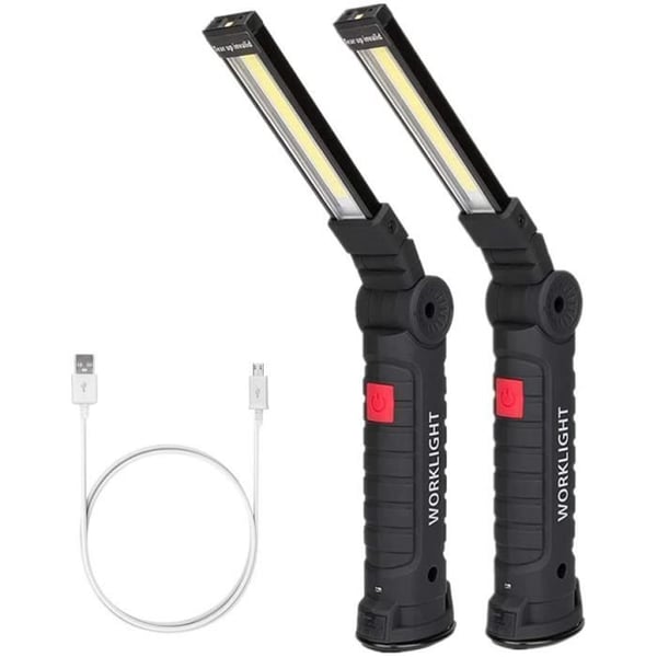 Uppladdningsbar arbetsljuslampa Verkstad COB ficklampa ficklampa med magnetisk bas 5 lägen Vit-Rött ljus Camp 38