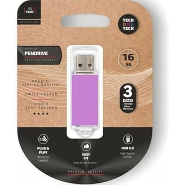 USB-minne - TECH ONE TECH - Basiskapacitet 16 Go - USB 2.0 - Kompakt - Bärbar tillbehör