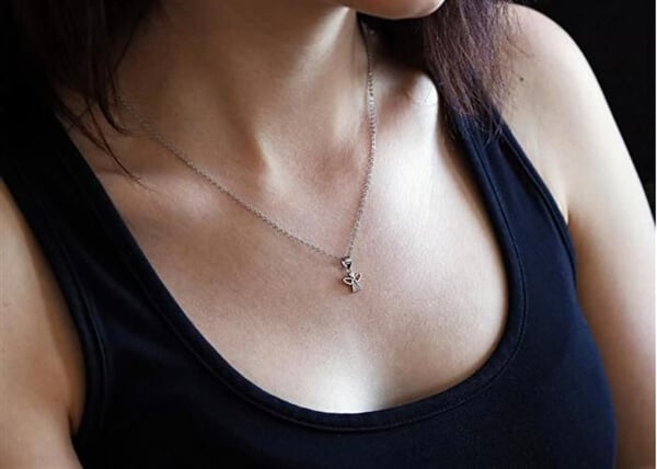 Halsband - BENETO - AGS664/47L - Äkta silver - Engelshänge - Kubisk zirkon