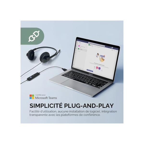 Hovedtelefoner med mikrofon - Yealink - UH34 Lite - Støjreduktion - USB - 1,2 m