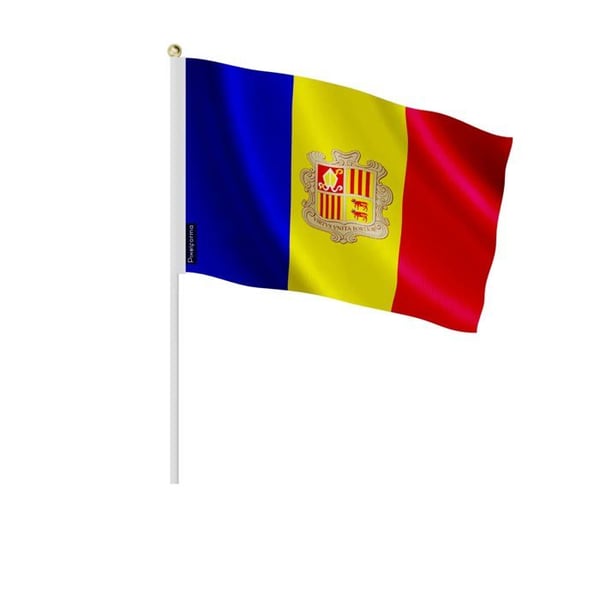 Mini Flagga från Andorra – 30 x 45 cm – Att Hålla i Handen – Polyester – 1 styck – Pixelforma