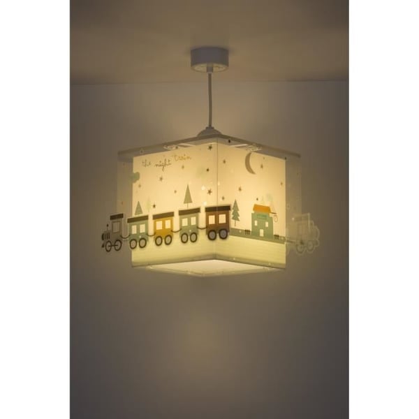 Taklampa barn - Dalber - Nattåget - Tågmotiv - L 32 cm - H 21,5 cm - Vit