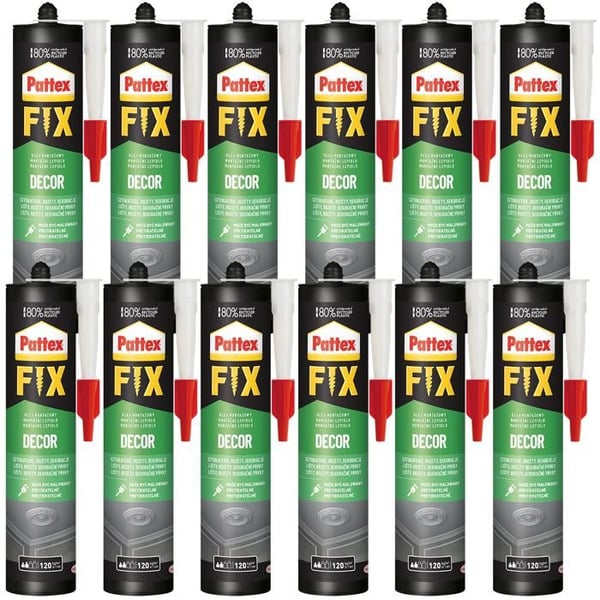 Monteringslim - Pattex - Fix Decor 380g - Vattenavvisande ekologisk inomhuslim - Paket med 12