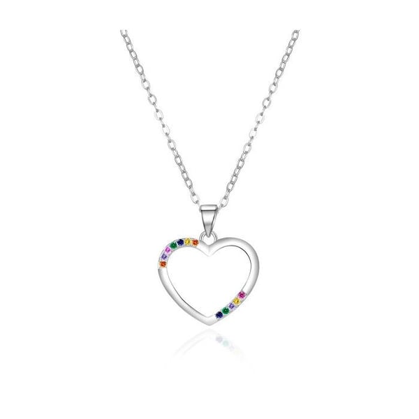 Silver Heart Necklace with Colored Cubic Zirconia AGT-N042C (chain, pendant)
