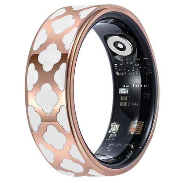 Ansluten Ring Storlek 12 Modell Ursa med Geometriskt Mönster och Gyllene Laddbox