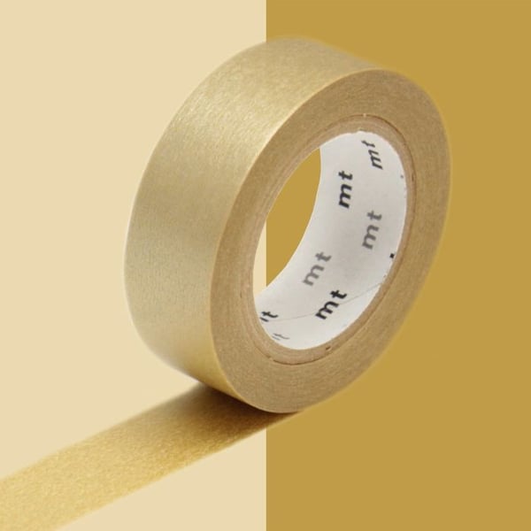 Enfärgad maskeringstejp - MASKERINGSTEJP (MT) - Guld - 1,5 cm - 7 m - Återpositionerbar lim
