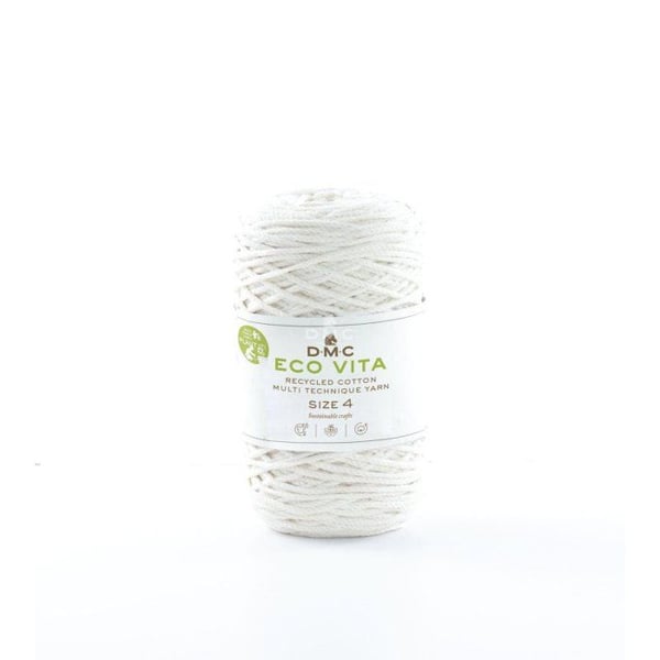 DMC - Återvunnen bomullstråd Eco Vita 4mm 250g Col. 01 vit
