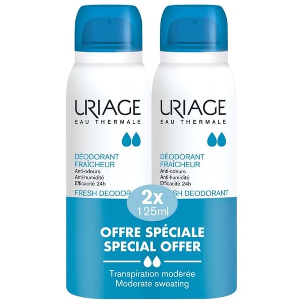 Uriage Deodorant Fräschhet Måttlig Svettning Känslig Hy 2 x 125 ml