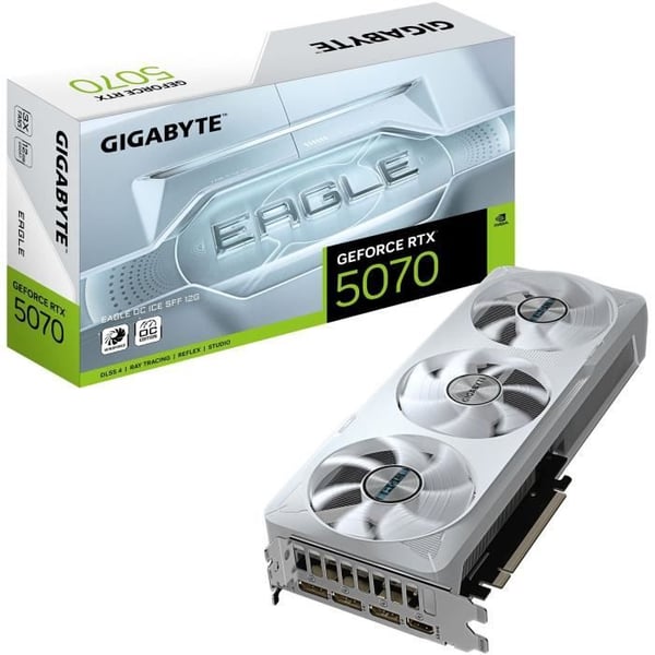 Grafikkort - GIGABYTE - GeForce RTX 5070 EAGLE OC ICE SFF 12G - GDDR7 - 7680 x 4320 - PCI-E 5.0