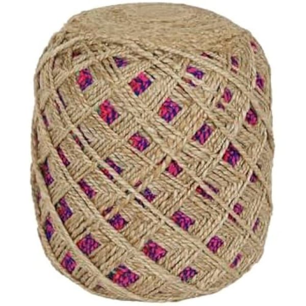 Fotpall - HOME ESPRIT - Flerfärgad - Jute - 40 x 40 x 45 cm - Vardagsrum