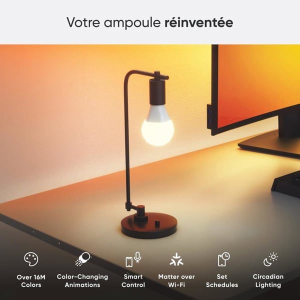 LED-lampor E27 - NANOLEAF - Matter - Förpackning med 4 - RGBW - Smart och Ansluten