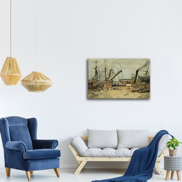 Legendarte - Målning, Tryck på duk - Trålarna - Eugène Boudin cm. 60x90