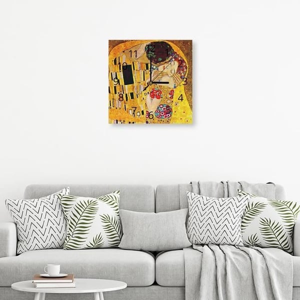 Legendarte - The Kiss Wall Clock (Detalj) - Gustav Klimt cm. 30x30