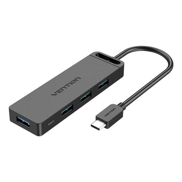 USB-hubb 5-i-1 - VENTION - TGKBD - 4 portar USB 3.0 - USB-C-kabel 0,5 m - Svart