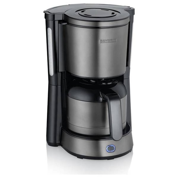 Severin 9343 Kaffebryggare i stål, svart Antal koppar=8 timer, med filterkaffefunktion