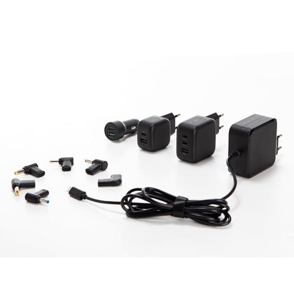 HQ-Power Snabbladdare universell GaN med USB-C-kabel, 1,8 m, 1x USB-C, för smartphones iOS/Android, bärbara datorer och