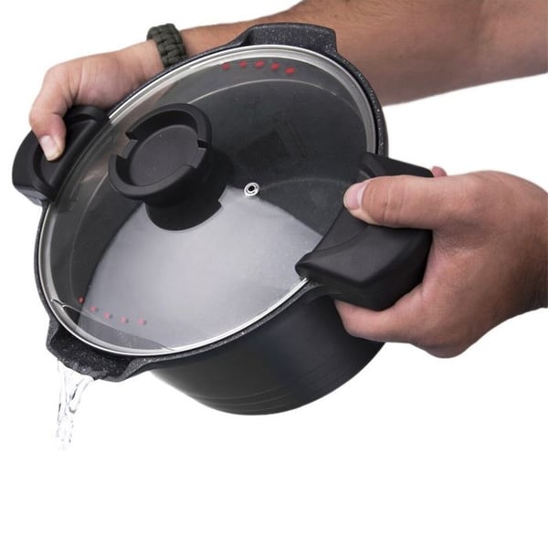 Granitbelagd non-stick kastrull - ORION - 24 cm - 5,5 L - Induktion - Lock med avrinning - Aluminium