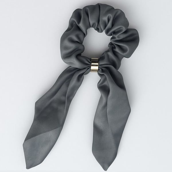 Chouchou Foulard - AVIZAR - Kort - Satin - Grå - Kvinna