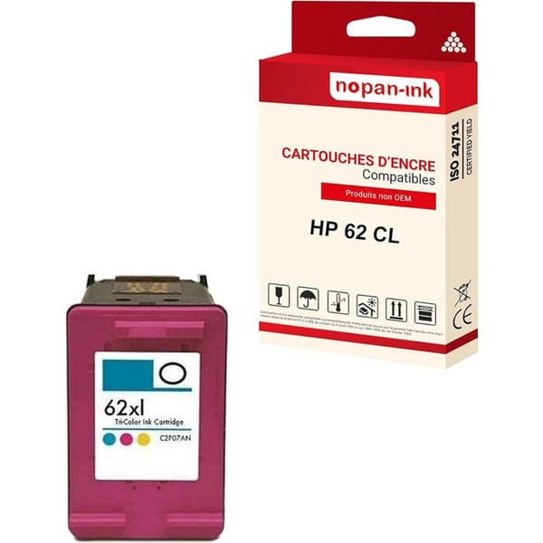 1 kompatibel patron för HP 62 CL XL 62 CLXL Cyan + Magenta + Gult C2P06AE/C2P07AE HP DeskJet Ink Advantage 5645 Envy 5540 Serie