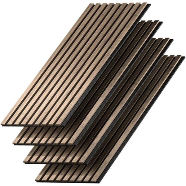 Dekorativa Akustikpaneler i MDF – Set om 4, Valnöt, 240x60cm