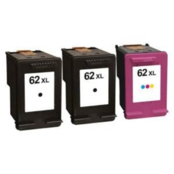 Paket 3 patroner för HP 62XL 2 x Svart och 1 x Färg Kompatibel OfficeJet 8040